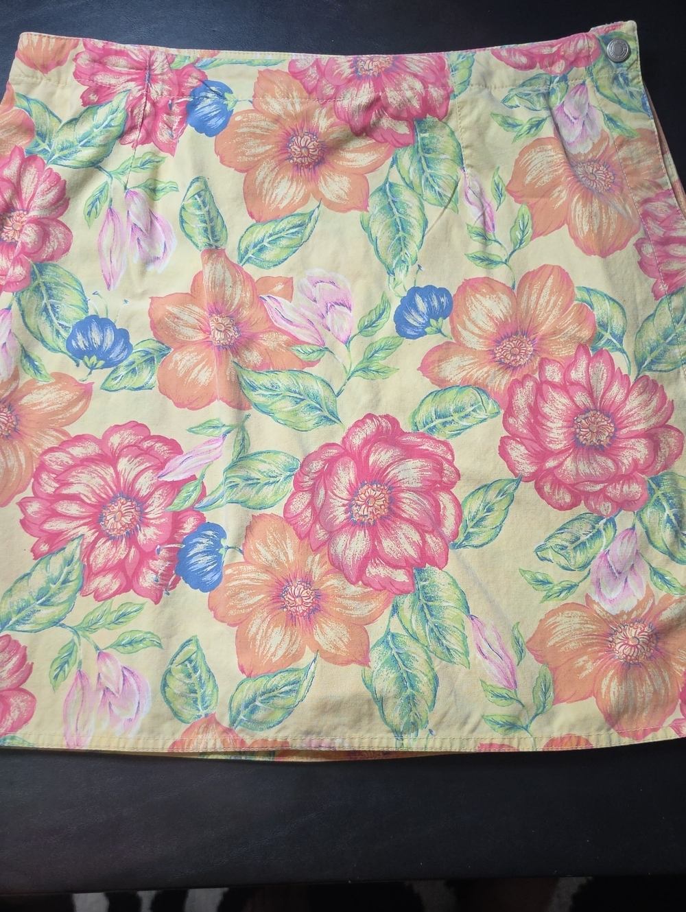 Liz Claiborne Yellow Floral Mini Skort with Pink, Orange & Blue Accents